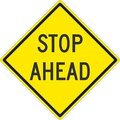 Nmc Stop Ahead Sign, 24" W, 24" H, Aluminum TM215J